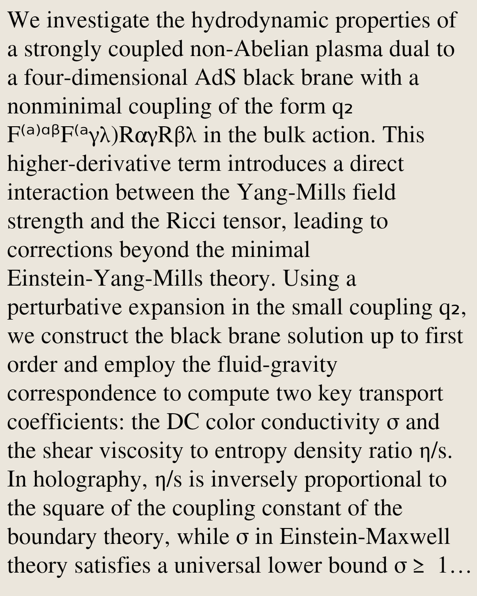TheoryPapers's tweet photo. Hydrodynamics of Nonminimal F⁽ᵃ⁾ᵅᵝ F⁽ᵃγλ) Rαγ Rβλ AdS Black Brane

Mehdi Sadeghi
https://t.co/DM3QcBjEUt [𝚑𝚎𝚙-𝚝𝚑 𝚐𝚛-𝚚𝚌] https://t.co/Uxo4yVvfDu