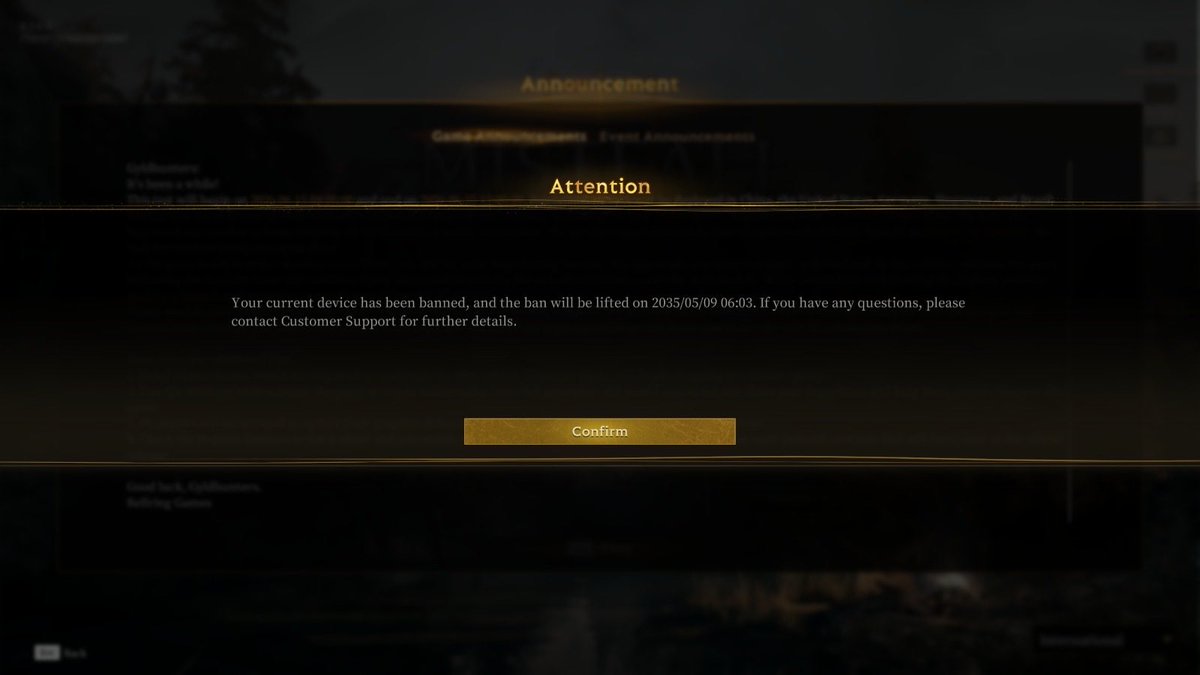 KL55De's tweet photo. @MistfallHunter Can yall remove this crazy ban ? https://t.co/HGBJQt7aE0