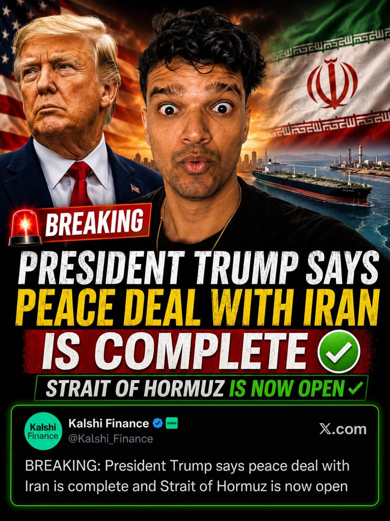nikonchain's tweet photo. 🚨 BREAKING: 

Trump says a peace deal with Iran is complete and the Strait of Hormuz is now open.

If confirmed, this could be one of the biggest geopolitical developments of the year.

Markets are already reacting positively as traders price in lower geopolitical risk, improved energy security, and reduced disruption to global trade routes.

The Strait of Hormuz handles a significant portion of the world's oil shipments, making it one of the most important chokepoints on Earth.

Stocks 📈
Oil 📉
Volatility 📉

A headline worth watching very closely.

#Trump #Iran #StraitOfHormuz #BreakingNews #Markets #Stocks #Oil #NASDAQ