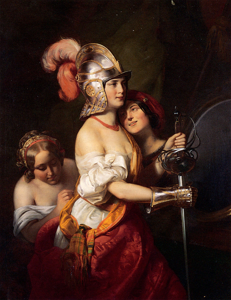wikivictorian's tweet photo. The Armed Maiden, by Austrian painter Friedrich von Amerling (1840). In private collection. https://t.co/rsYnlufYwC