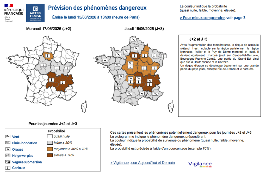 Aigle_e's tweet photo. ‼️Risque orageux et extension des risques caniculaires : le dernier bulletin de prévigilance de Météo-France met en garde contre des orages potentiellement « intenses » pouvant apporter de « bonnes quantités de pluie » vendredi et samedi sur le Nord du pays. https://t.co/K5Is4EczBv