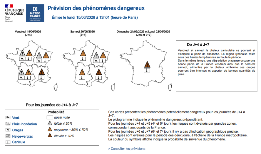 Aigle_e's tweet photo. ‼️Risque orageux et extension des risques caniculaires : le dernier bulletin de prévigilance de Météo-France met en garde contre des orages potentiellement « intenses » pouvant apporter de « bonnes quantités de pluie » vendredi et samedi sur le Nord du pays. https://t.co/K5Is4EczBv