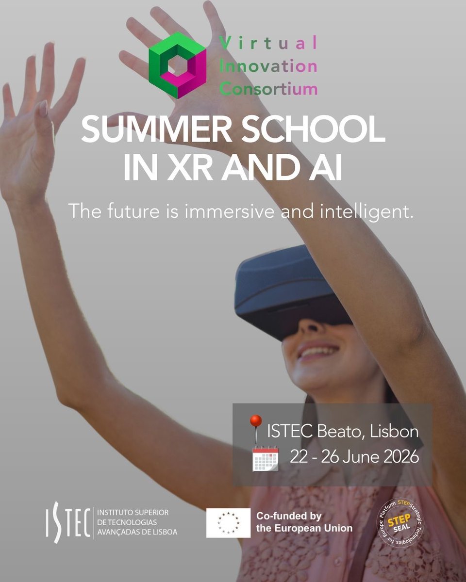 ENTI_BCN's tweet photo. El @Virtualinn61619 , cofinançat pel Programa Digital Europe, anuncia les beques VIC FSTP – ISTEC Summer School 2025-2026.

Amb aquest programa es vol augmentar l'accés a l'educació avançada en habilitats digitals en el camp XR.

Teniu tota la info 👇
https://t.co/AB3dwjs3z0 https://t.co/VfBQFHKGY9