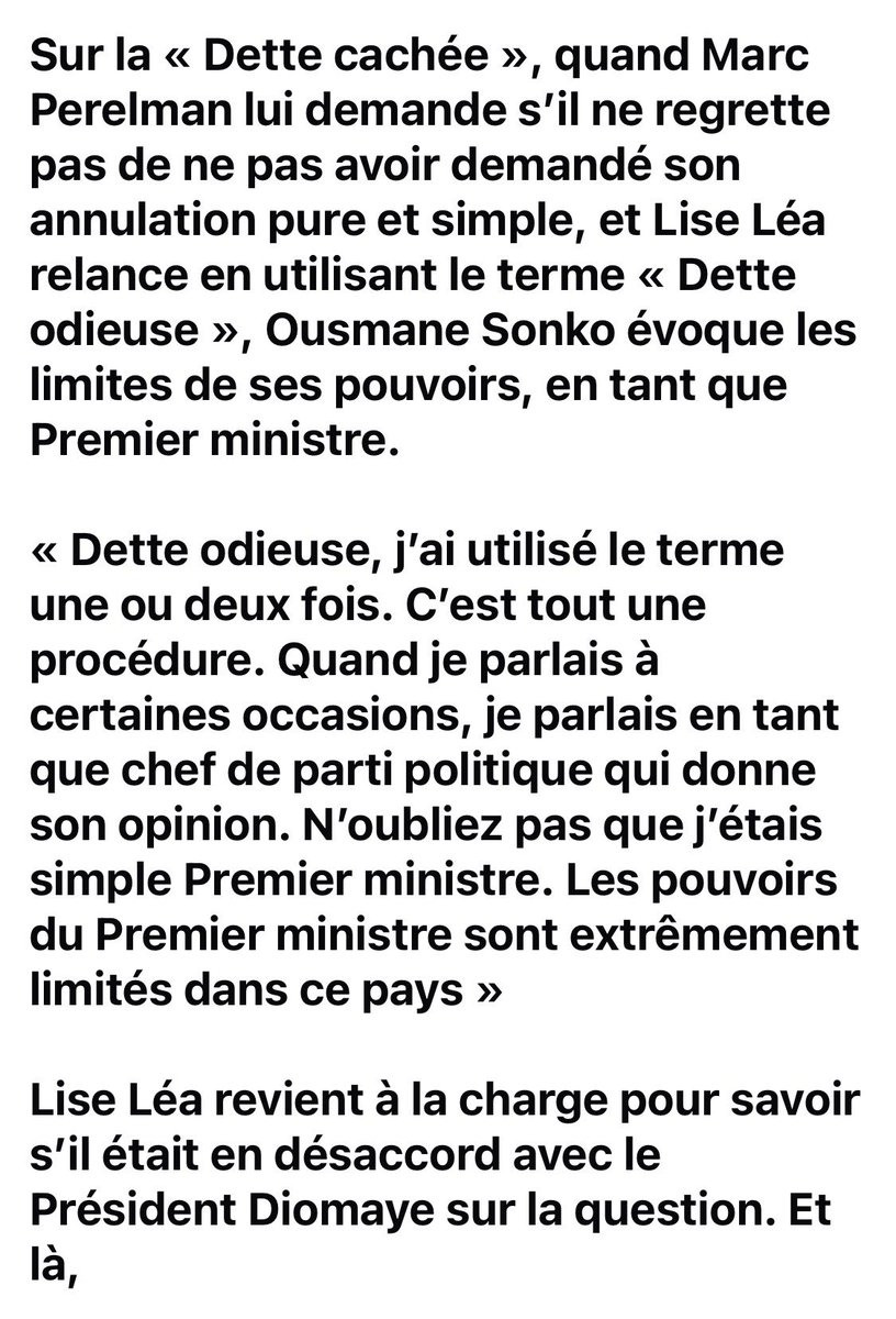 autruicomoi's tweet photo. Sur la question de la Dette, l’annulation de la Dette odieuse… les échanges entre Sonko et Lise Léa Westerhoff ont été très intéressants. Du point de vue journalistique, les relances ont fait la différence https://t.co/2hXfhoErRY