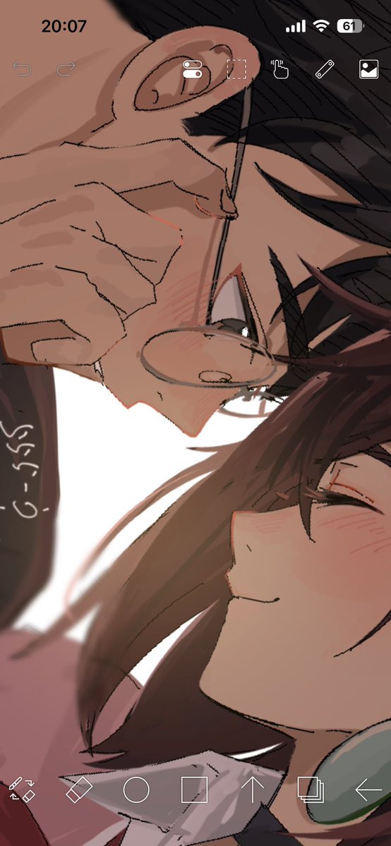 最近描いた👓🍑のお気に入り顔アップ。 🍑ちゃん横顔しかなくて笑えます。