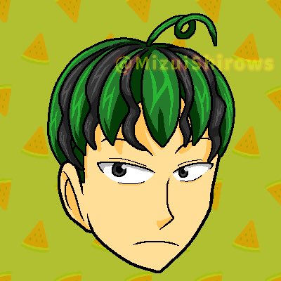 MizuiShirows's tweet photo. おまけ:副産物のすいかの生首とラフ
元々はすごーく昔の絵のリメイク的な構図の、等身絵を描こうとしたけどなんか微妙だったので生首に転用した次第。 https://t.co/haWfdK8uaF