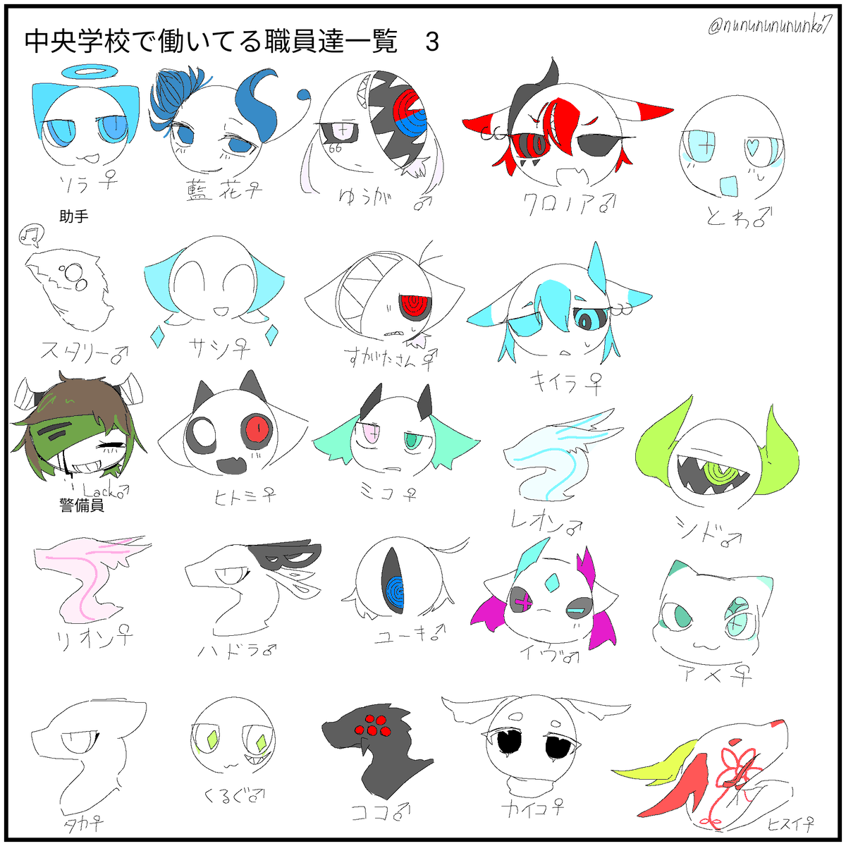 nunununununko7's tweet photo. 中央学校(じその学校)職員+まとめ https://t.co/rV9FquozUd