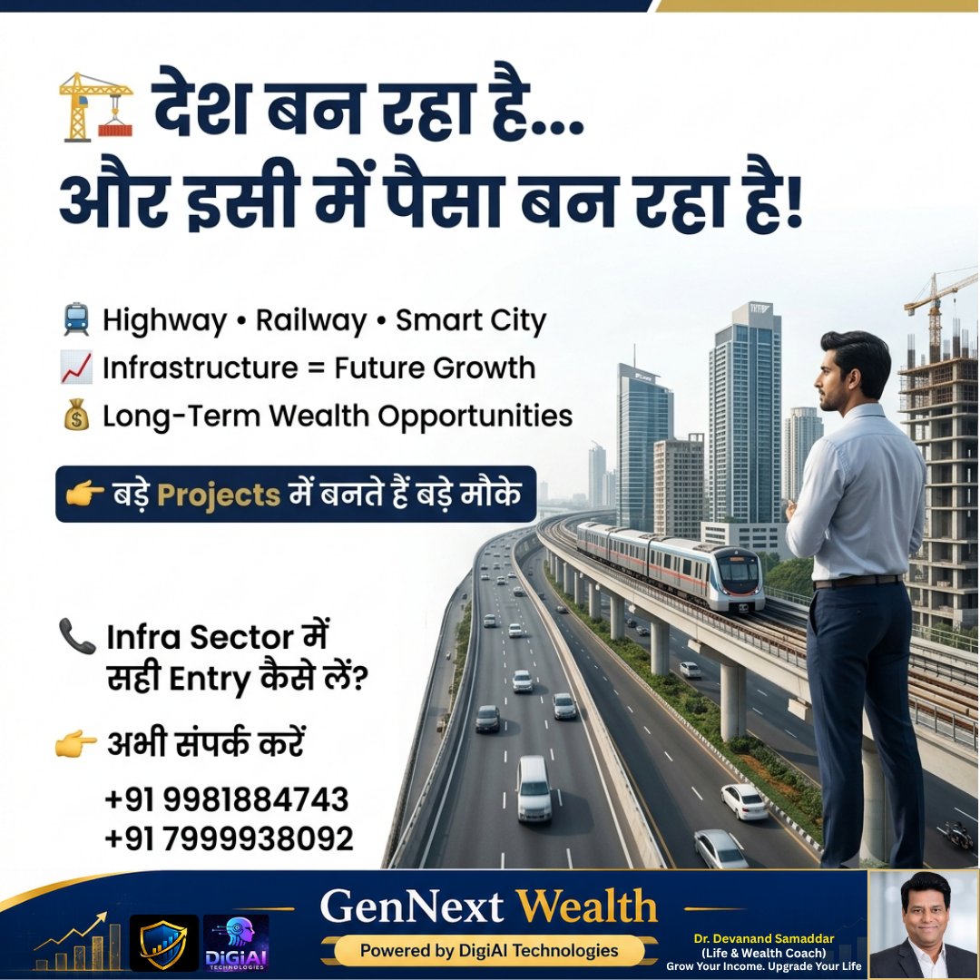 gennextwealth's tweet photo. 🏗️ देश बन रहा है… और इसी में पैसा बन रहा है! 🇮🇳

किसी भी देश की Growth सिर्फ बातों से नहीं, बल्कि बड़े Infrastructure Projects से दिखाई देती है।

#infrastructure #InfrastructureIndia #IndiaGrowth #SmartCities #highways #railways #FutureGrowth #InvestmentAwareness #SmartInvesting https://t.co/GVLwwHSBGN