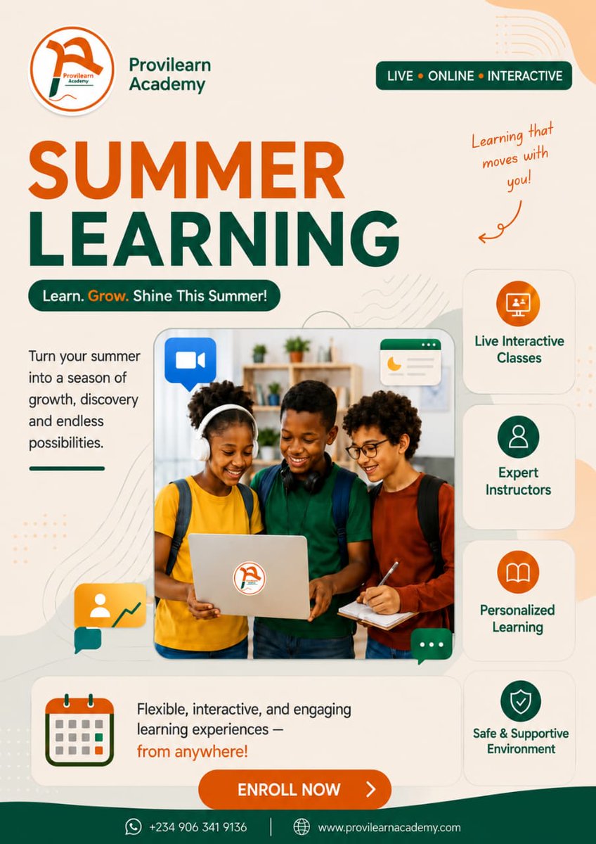 ProvilearnA's tweet photo. Summer break is here

A perfect time for children to rest, reset, and still keep their minds active.

At ProviLearn Academy, we’re helping learners stay engaged with fun, flexible summer learning sessions
Let’s keep the curiosity alive! https://t.co/62WpXNjKlg