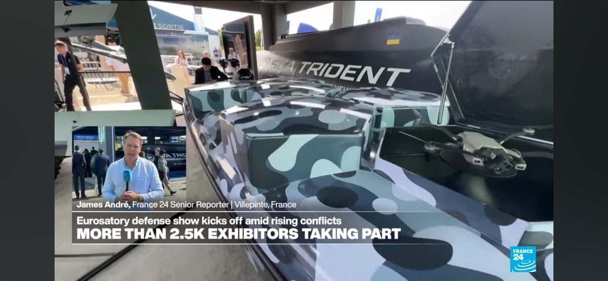 Leodamius's tweet photo. @dronazon Hellcat displayed on Spetstechnoexport at Eurosatory 2026. Source of the screenshot is this video with 2'33 as timestamp : https://t.co/SUK5xVd6Qr

If you want to take a better screenshot to share it. Godspeed to the team, sir https://t.co/VgYH1BMi0o