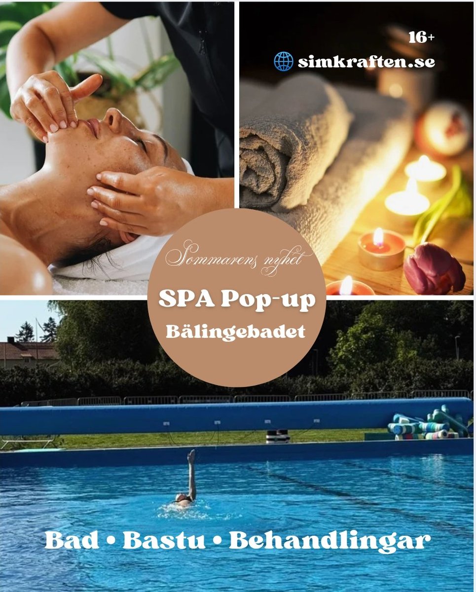 balingebadet's tweet photo. ✨ Spa Pop-up på Bälingebadet ✨

💆‍♀️ Behandlingar 🏊 Bad 🔥 Bastu

📅 Bokningen är nu öppen 🔞 Från 16 år
🌐 https://t.co/ARJp1miUkb
#SpaPopUp #Bälingebadet #Uppsala #Friskvård https://t.co/3cyhCseBOq