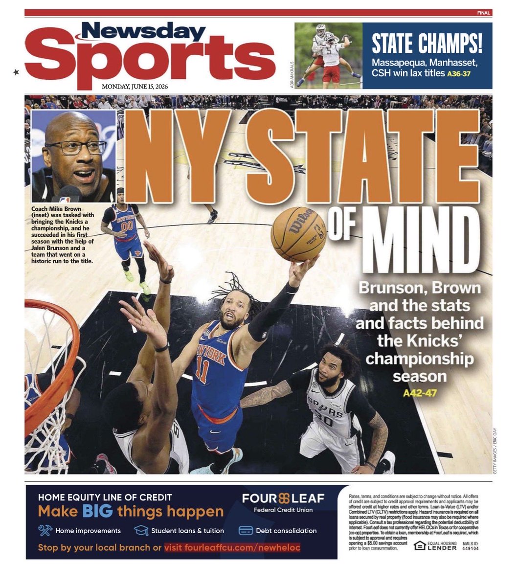 StevePopper's tweet photo. Today’s backpage and front page of a special commemorative section of @NewsdaySports https://t.co/QOgOhev5Vb