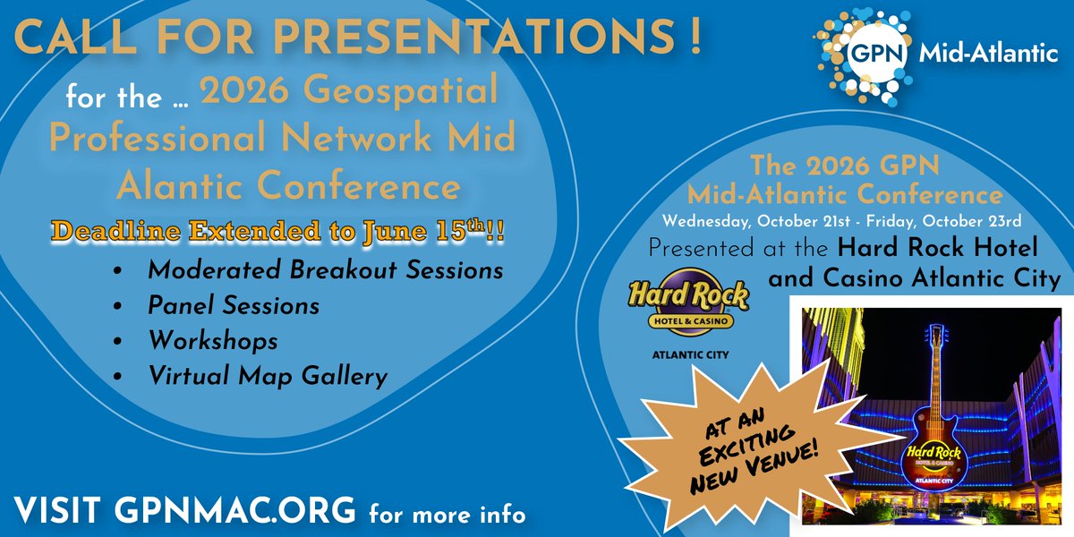 macurisa's tweet photo. LAST DAY to submit your abstract for the 2026 GPN MAC Convention! β³
Visit https://t.co/UhpQdSqHHQ
#GIS #Geospatial #Mapping #SpatialAnalysis #GISCommunity https://t.co/bHbiGGX1sm https://t.co/fgcAtE4tz9