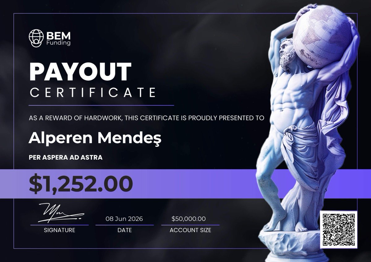 BemFunding's tweet photo. More payouts hitting our BEM traders' accounts last week 🏛️ 

Congrats to our latest rewarded traders:  

Alperen Mendeş - $1,252 
Yusuf Ziya Yapar - $1,120
Serdar - $1,228   

At BEM, you trust, we provide..  

Per aspera ad astra. https://t.co/L1IBotTeGT