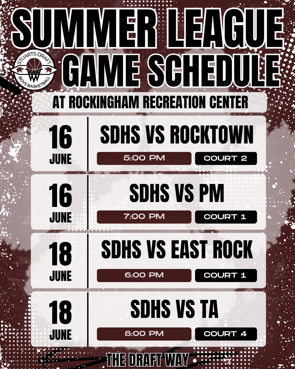 DRAFTBBALL's tweet photo. Weekly Summer League Schedule! #DraftBball #GoCougars #TheDraftWay #WorkHardEarnResults https://t.co/Z7EYfJH00T