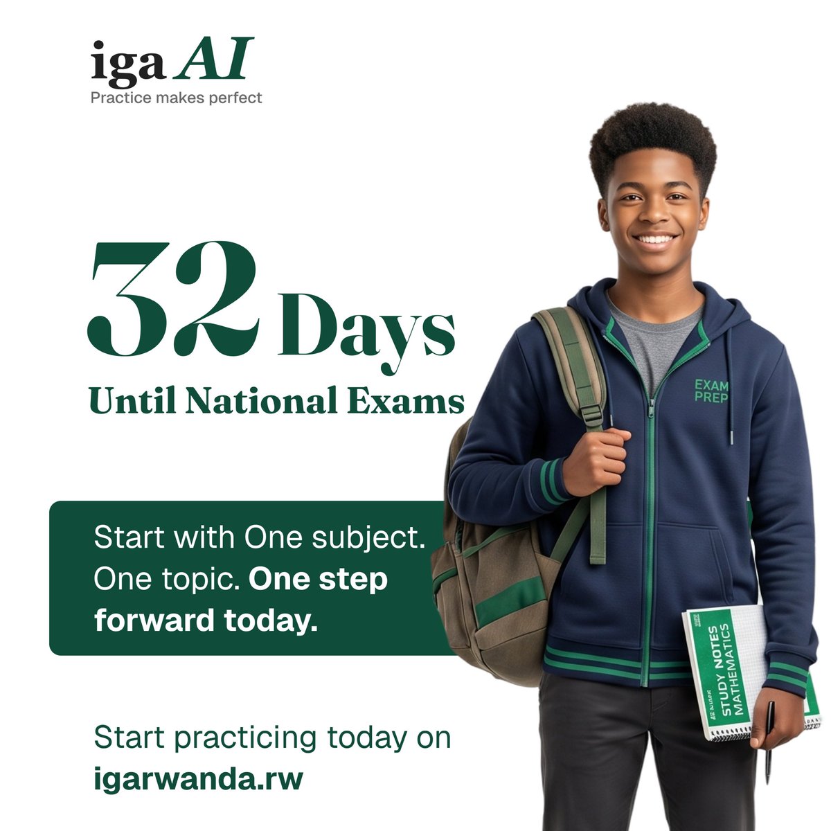 IgaAIrw's tweet photo. 32 days until Rwanda National exams! Students are counting down and counting on https://t.co/31FZT427LU for National exam focused practice and revision.

#igarwanda #rwandanationalexams https://t.co/8hRxLmcb3d
