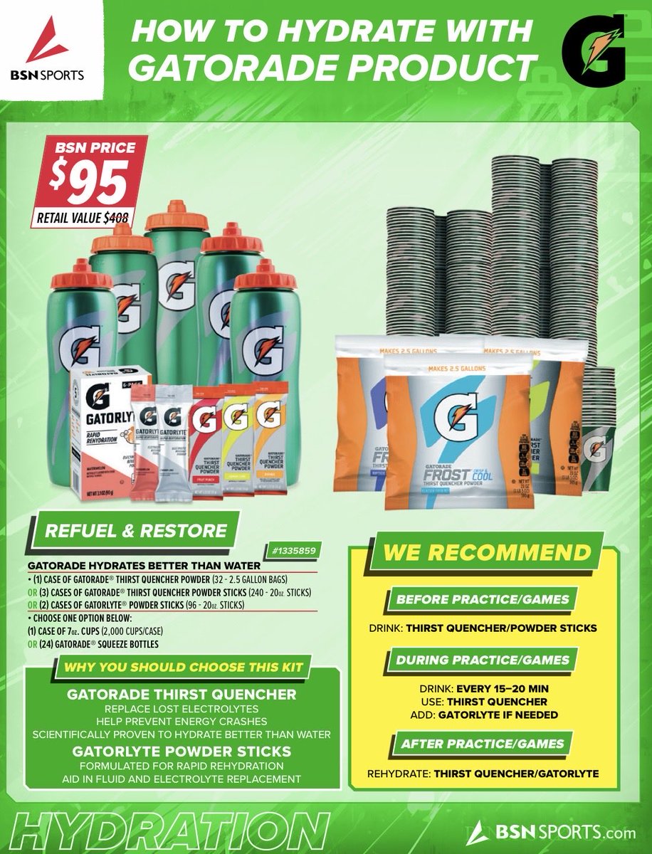 BSNSPORTS_FL's tweet photo. 🚨HS Coaches &amp; ADs ⬇️ 

💥Get your @Gatorade packages TODAY‼️

💰HUGE savings 🚚 FREE shipping!

🎉CHEWS AVAILABLE in Fuel On The Go Package

☎️ Call your local @BSNSPORTS Sales Pro TODAY or DM us to order your performance packages! ⬇️ https://t.co/I6hWIuaZje