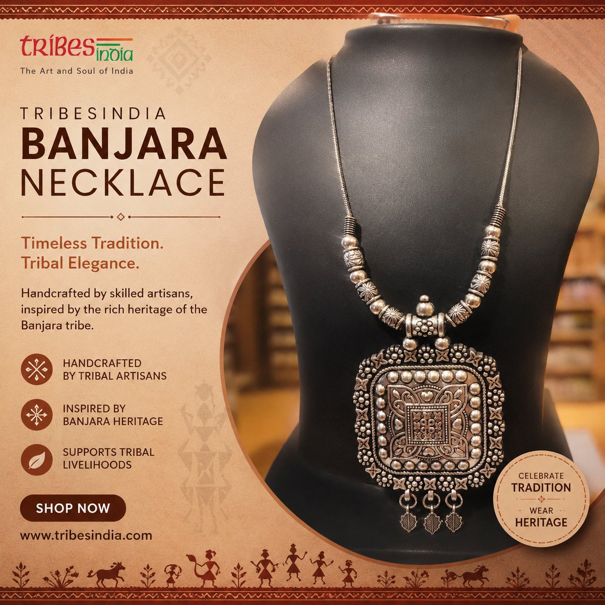 Trifed_AP's tweet photo. *Tribal jewellery Collection*

Celebrate the beauty of tribal craftsmanship with this stunning handcrafted necklace. 

Handmade by Tribal Artisans
Unique Traditional Design
Perfect for Festive &amp; Ethnic Wear

#HandmadeWithLove
#TraditionalJewellery
#Vocal4Local
#BuyTribal https://t.co/hq6oPCRGEp