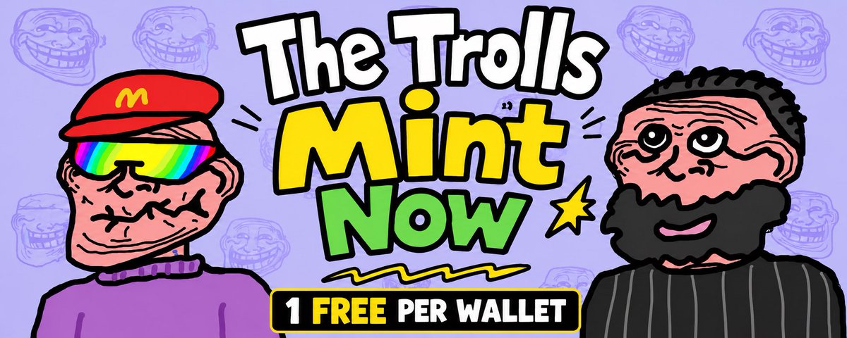 TheTrollsETH's tweet photo. Trolls 回来了。 #ETH 

我们投入了大量时间与心血，只为打造真正属于 Trolls 的回归之作

🧌https://t.co/egsjiRi3rt
每个钱包免费领取 1 个

这是一个由 10,000 个独特 Trolls 组成的 NFT 系列，每一个 Troll 都拥有自己的个性、特征和故事。它们代表着互联网文化、混乱精神以及加密社区最纯粹的乐趣 https://t.co/1NSOX6BCAh