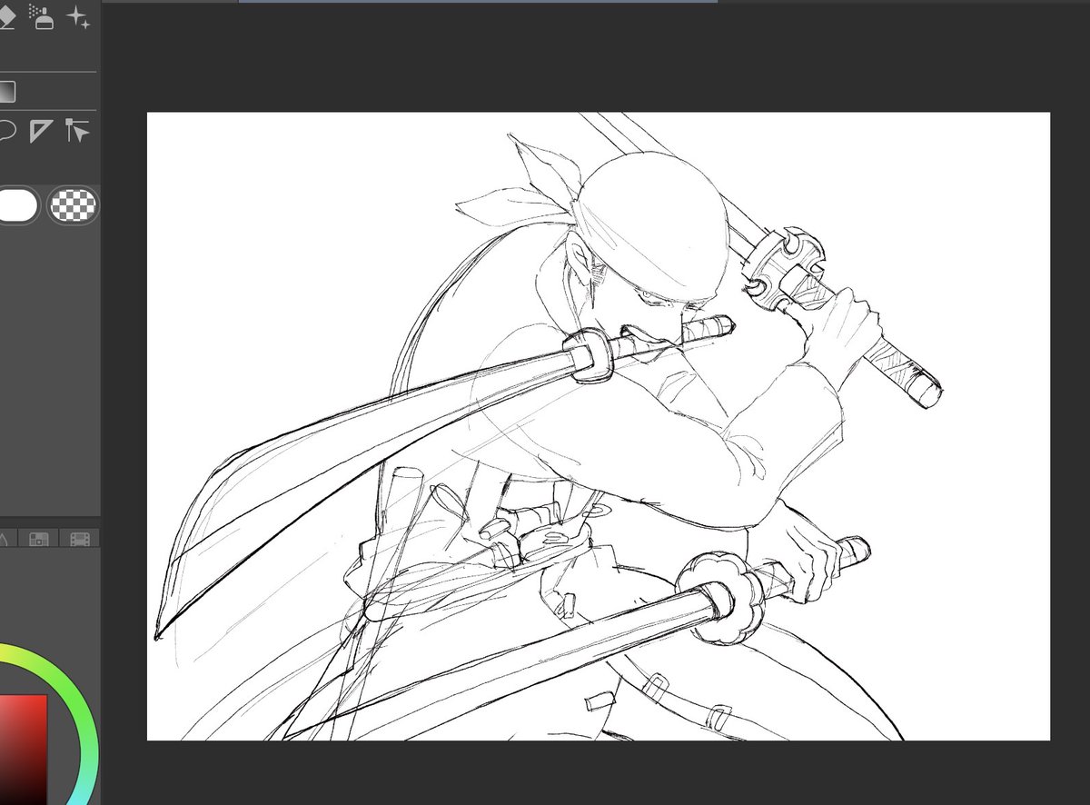 okacharu's tweet photo. バンダナゾロが好きすぎる　wip https://t.co/oUR7F3gJ8t