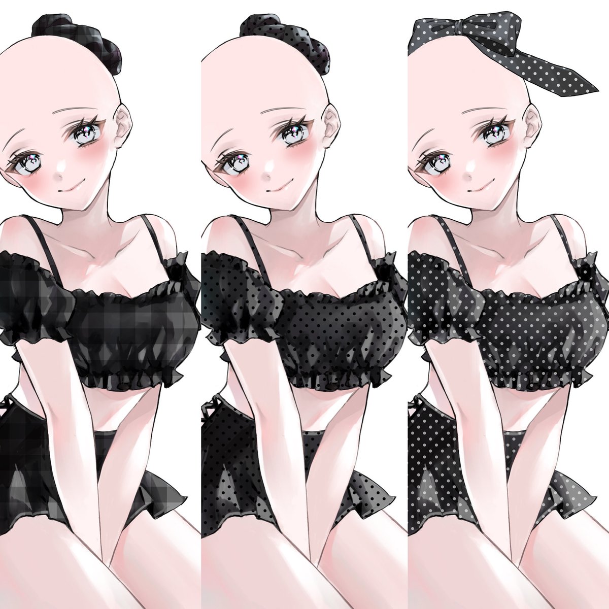 kanmi_hy's tweet photo. 何度も投稿すみません💦

1枚目 水着①のバストサイズ
2枚目 水着 ②のバストサイズ
3枚目 チェック柄、ドット黒、ドット白の参考画像

水着の色や水着と合わせてヘアアクセの柄の指定も出来ます✧*｡
分からないことがあればこちらか、DMから気軽にご連絡下さい😊 https://t.co/K3PMUUzd1C