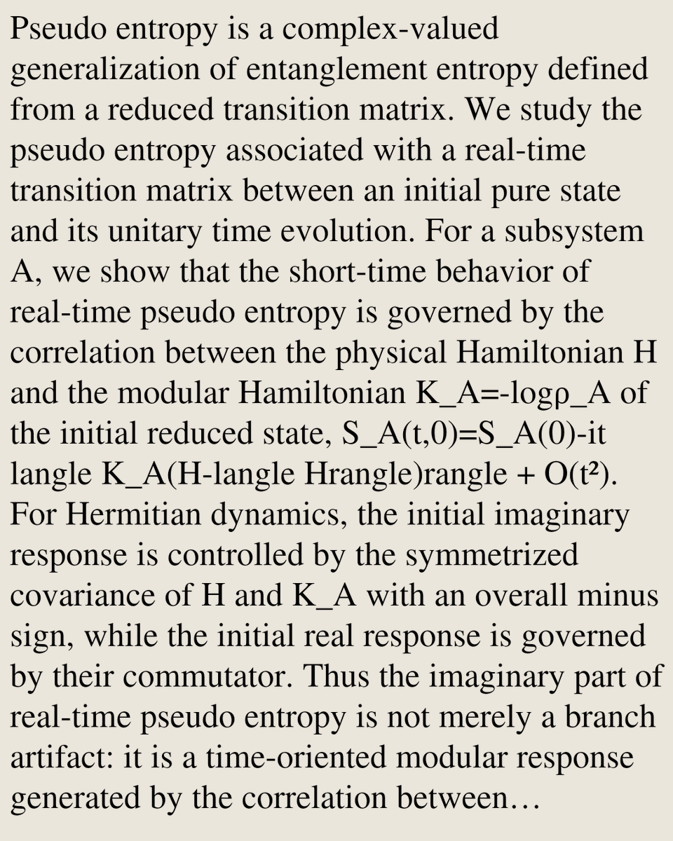 TheoryPapers's tweet photo. Real-time pseudo entropy and modular-Hamiltonian correlations

Tatsuhiro Misumi
https://t.co/DEnSPG2Izk [𝚑𝚎𝚙-𝚝𝚑 𝚌𝚘𝚗𝚍-𝚖𝚊𝚝.𝚖𝚎𝚜-𝚑𝚊𝚕𝚕 𝚚𝚞𝚊𝚗𝚝-𝚙𝚑] https://t.co/kLin2OtiaC