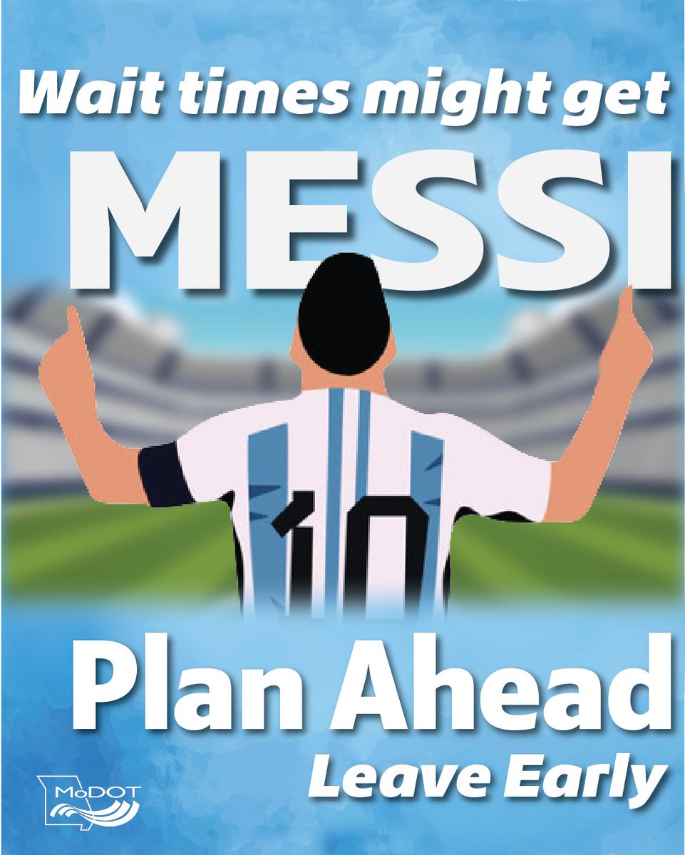 MoDOT's tweet photo. If you're planning to attend any of the FIFA World Cup games, events or activities, be sure to allow yourself plenty of time to get where you need to go. Slow down in work zones, watch for pedestrians, drive sober and focus your attention on the road. 📱👇⚽🚶‍♂️ https://t.co/vexIk6JPaQ