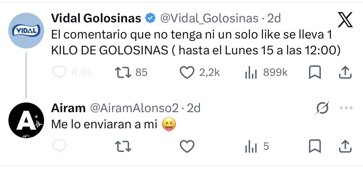 AiramAlonso2's tweet photo. @Vidal_Golosinas Gané😁😁 https://t.co/JdYMj1Dmdg