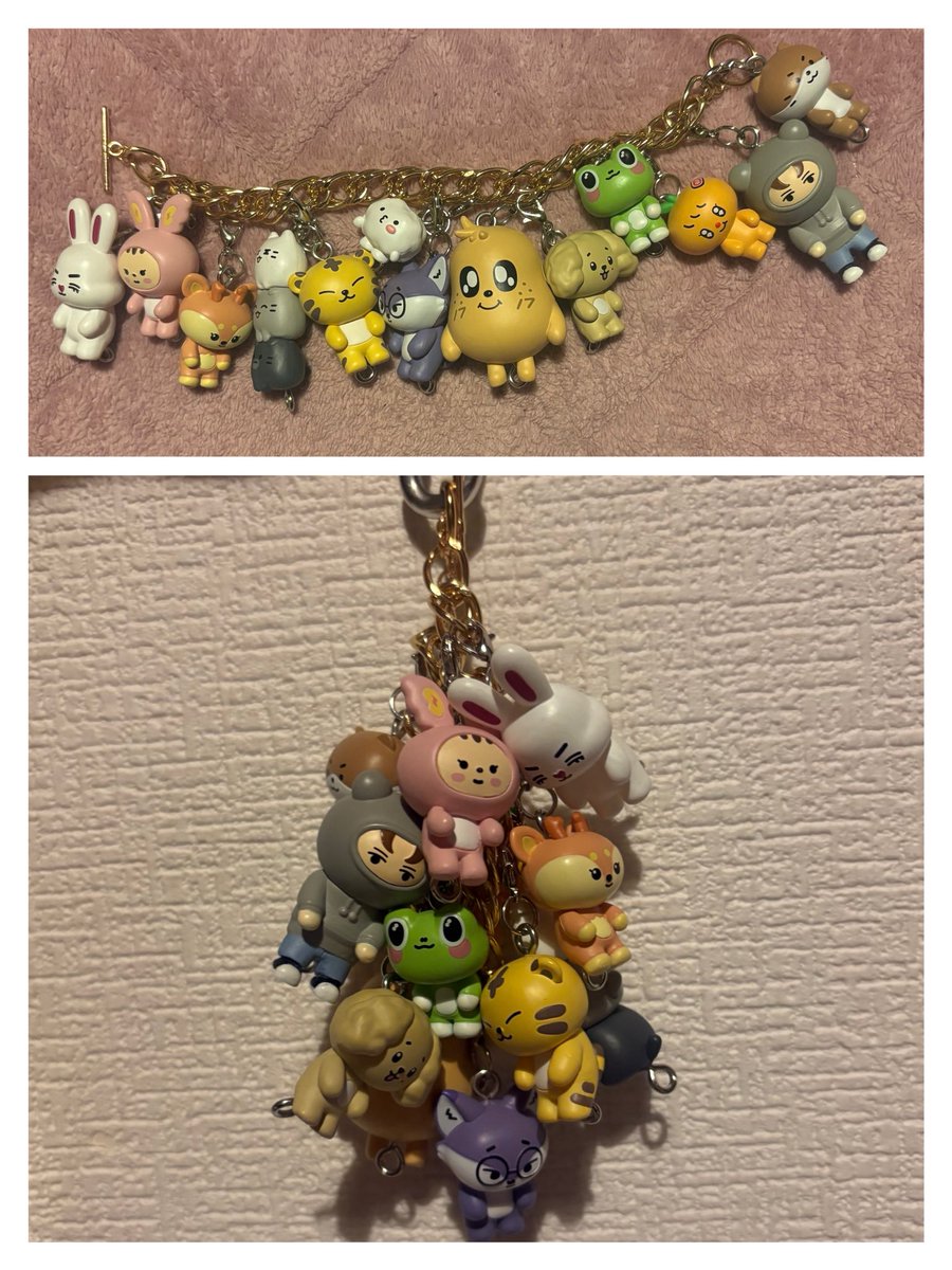 marimo5301233's tweet photo. コンプしたので
100均のブレスレットに全部つけて
カラビナ使ってバッグにつける✨ https://t.co/Bu7v6YxJx0
