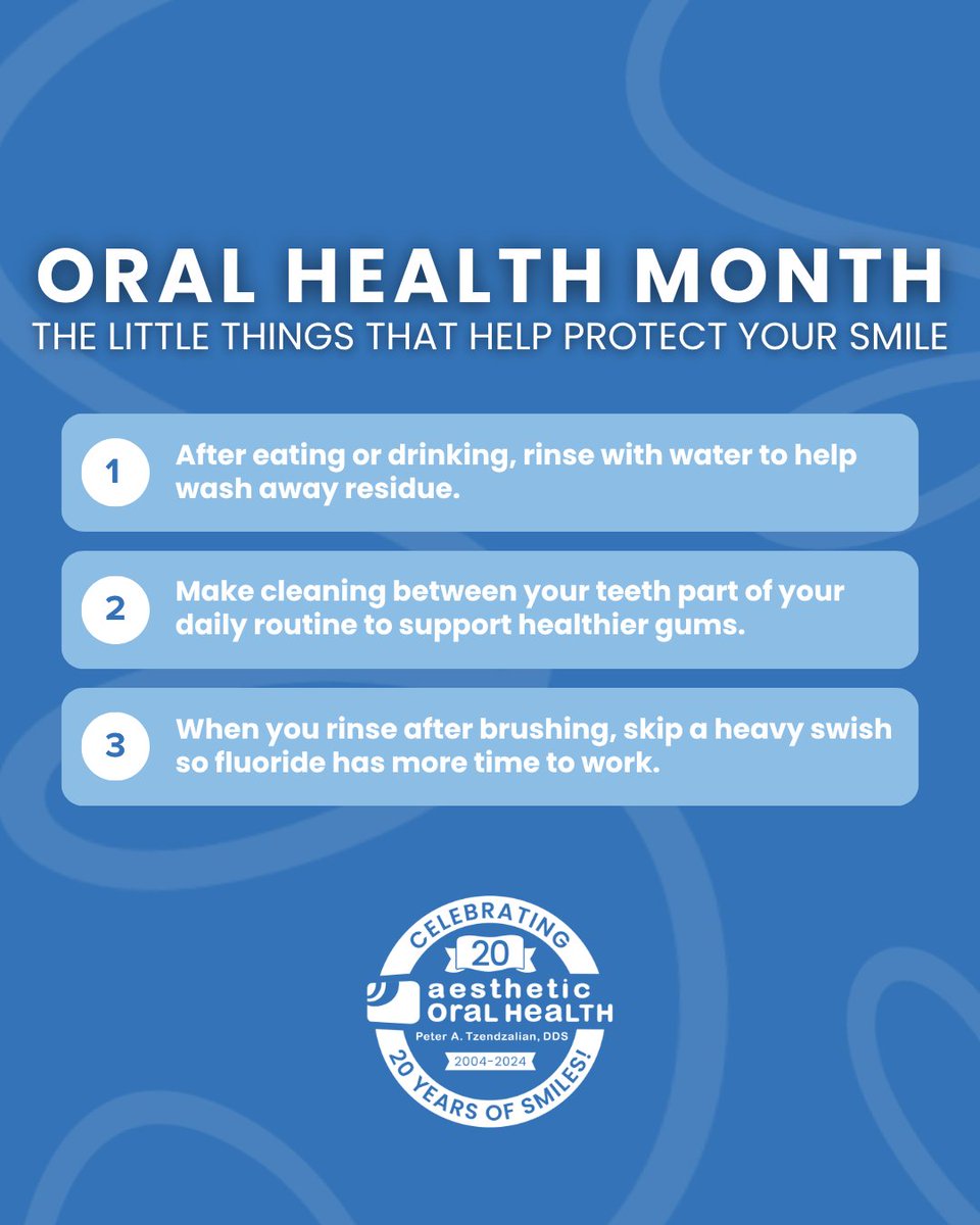 DrPeterTz's tweet photo. Oral Health Month is a good reminder that small habits can make a real difference over time. A few simple changes can support healthier teeth and gums. Do you have questions about your smile? Call our team today at (919) 346-0647. https://t.co/AGMPRk2u05
