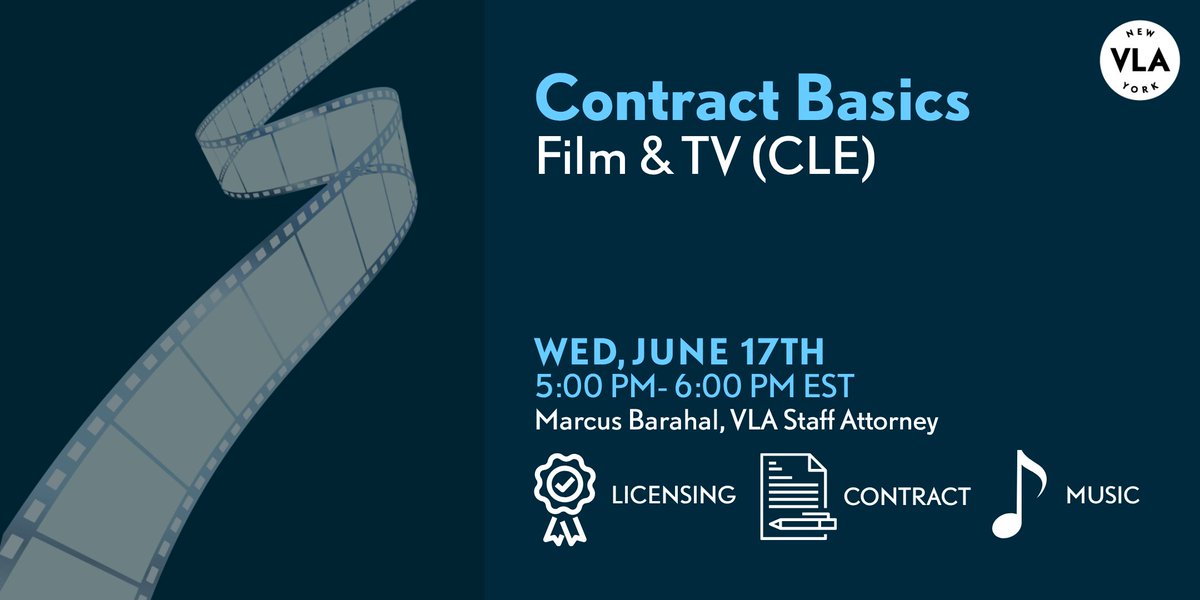 VLANY's tweet photo. This Week, Join Us to Learn about Contract Basics for Music in Film &amp; TV! Wednesday, June 17th. https://t.co/ELs4eiquPD https://t.co/xPmU9n7VJ5