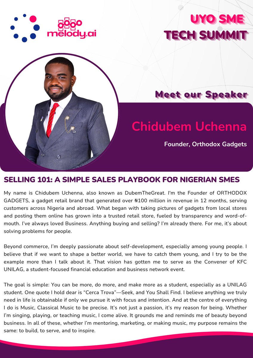 Octave_Inc's tweet photo. On July 18 he's giving Nigerian SME owners the playbook:
- How to find your first 100 customers
- How to build a sales process with zero budget
- How to turn word-of-mouth into a repeatable system

The most practical session at the summit. Don't miss it.
https://t.co/tQOUFLcgEb https://t.co/L9BFpMOqUV