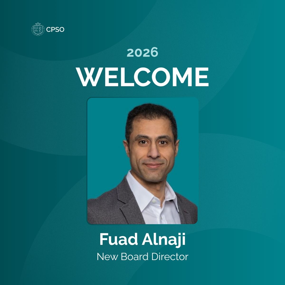 cpso_ca's tweet photo. 👏 Welcome to the CPSO Board, Fuad Alnaji! 

https://t.co/TsOy3PuEvh https://t.co/nNSbOt2QYC