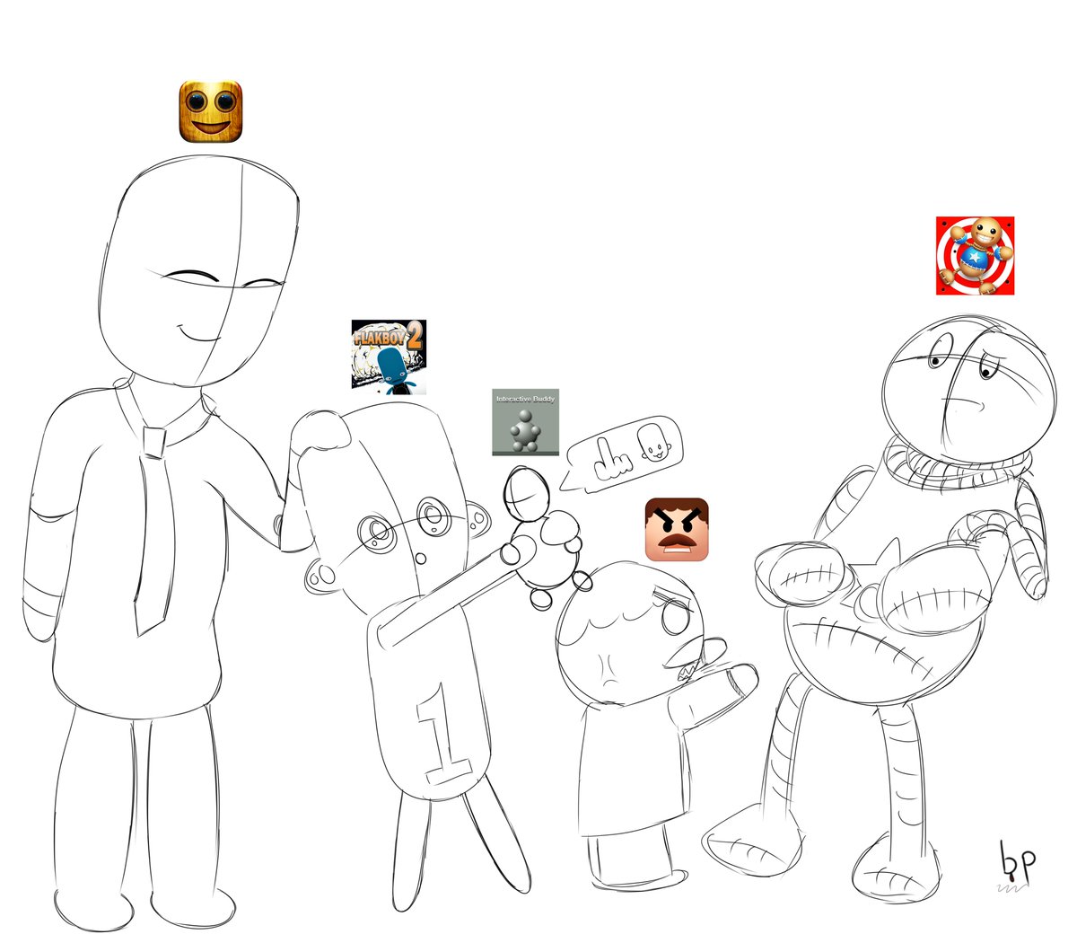 BleedingPencill's tweet photo. Back to drawing the squad, once more (WIP) 
(#art #flashgame #sketch #doodle #rkgk) https://t.co/Qkxpc1f5SB