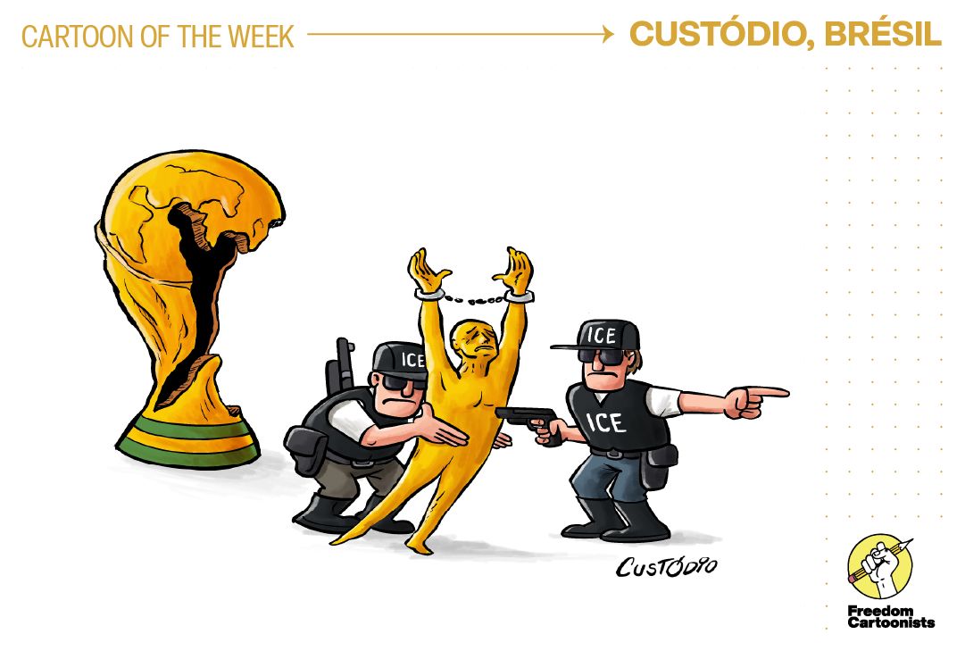 freedomcartoons's tweet photo. Le #DessinDeLaSemaine du journal @LeTemps, par Custódio 🇧🇷 Brésil, choisi par @Chappatte avec la collaboration de @CartooningPeace et @freedomcartoons.

👉 https://t.co/3pE43yvFOh https://t.co/1p2auLfxeV