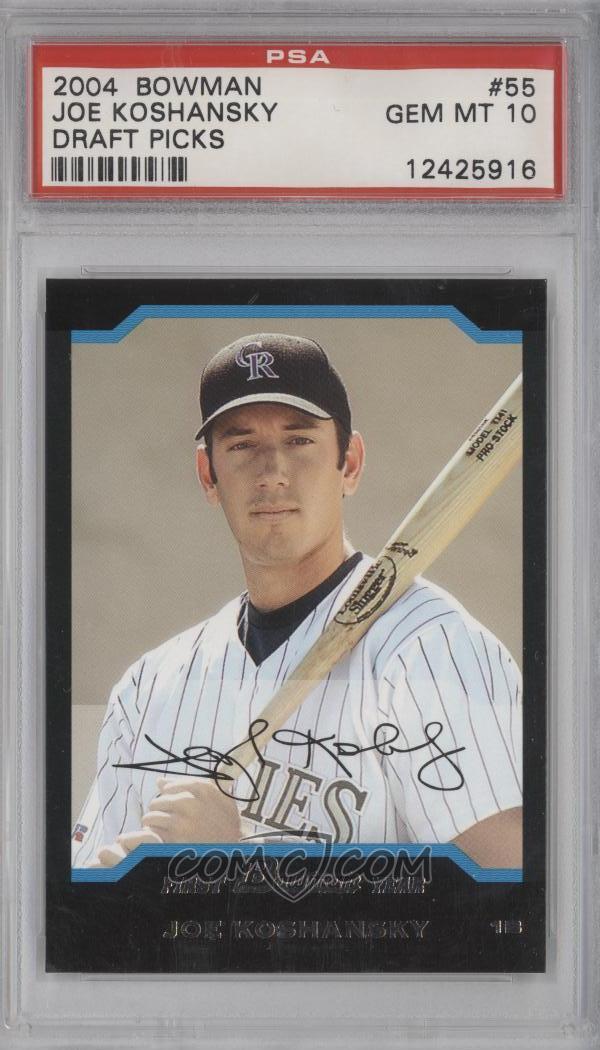 LimitedCards's tweet photo. 💲GEM MINT GRADED CARDS + MORE!!!💲
💸 Our most recent sale on @CheckOutMyCards:
2004 Bowman Draft Picks & Prospects #BDP55 Joe Koshansky ROOKIE RC PSA 10 GEM MINT
Colorado Rockies MLB
💰 SOLD FOR $18.99 💰
Much more available on COMC here:
https://t.co/CmKCOm4ZzF
and on eBay:
https://t.co/fcsLkpQl3g
#COMCLast5 #COMCMailday #TheHobby
@3bangerbreaks @collec_sport @CousinClark @CrdboyC @DHCards10 @evildrprkchp @FeistSportsCard @GotdemCards @HeathElliott79 @ILOVECOLLECTING @MrBelvitch @PapayonTrading @PositPromoter @RSJRsteel @spcardseller @ThatDude_Hut @thelafleurboys @TheShop_CC @tm1515152005 @ToCollecting @tomdicaprio @vividblue2008
