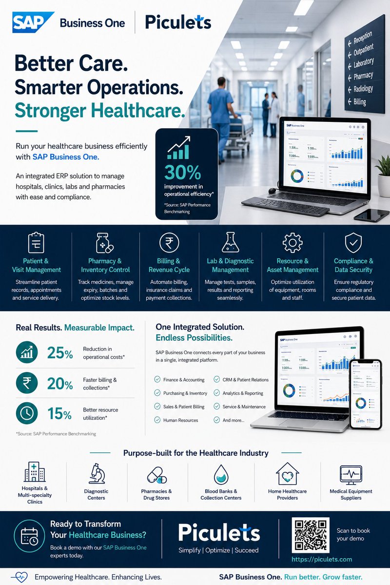 PiculetsLimited's tweet photo. 🏥 Better Care. Smarter Operations. Stronger Healthcare. Transform healthcare operations with SAP Business One from Piculets.
🌐 https://t.co/6ZgWmfs3lN
#SAPBusinessOne #HealthcareERP #HealthcareTechnology #ERP #Piculets #DigitalTransformation https://t.co/YpNVdlqWgS