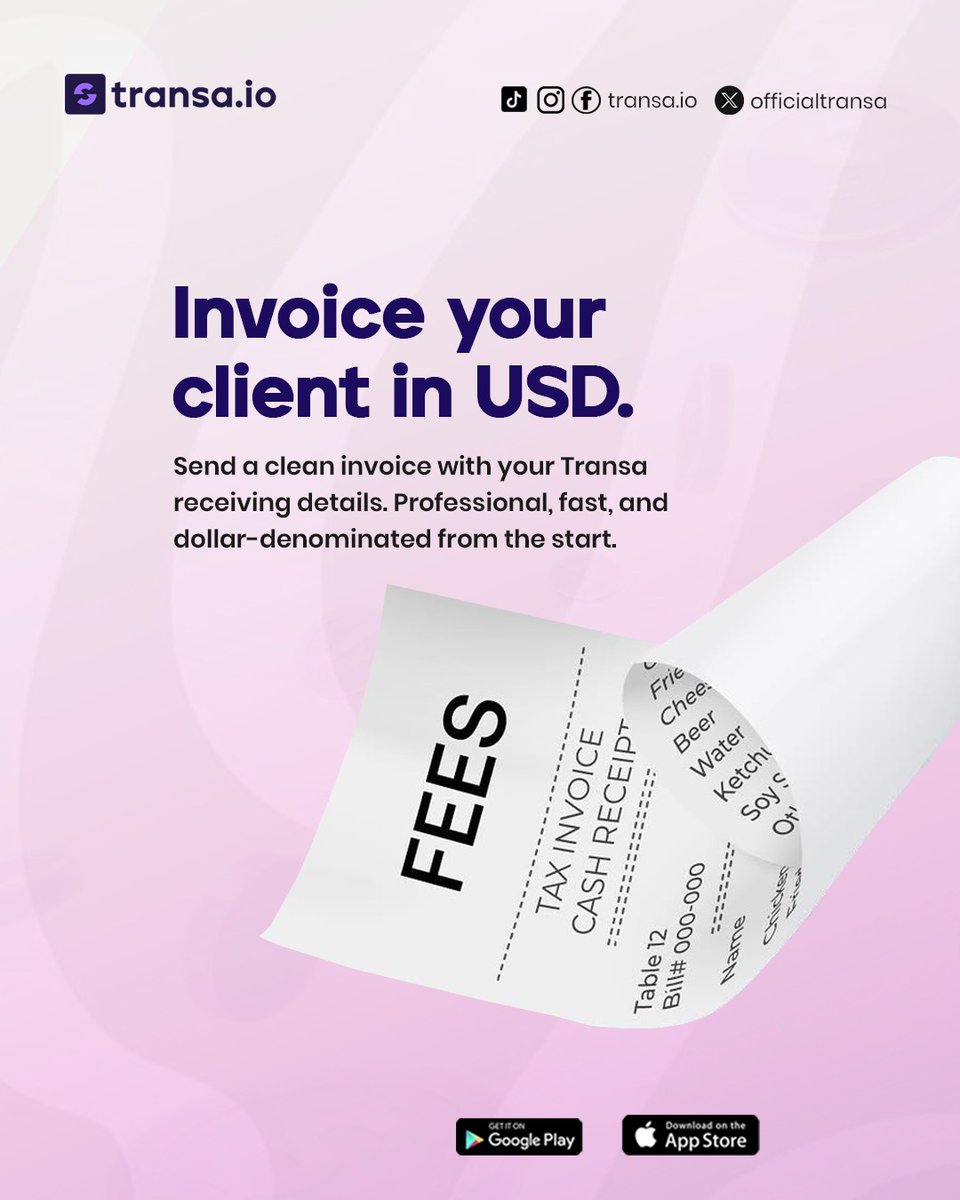 officialtransa's tweet photo. 2026 is the year we leave dollar headaches behind. With https://t.co/qGJy2WbOKM, the workflow is simple: your international client pays, and it lands in your Transa wallet in real-time. 

Download the Transa app on Google Play or the App Store today and  📲 Link in bio. https://t.co/oIldPudztE