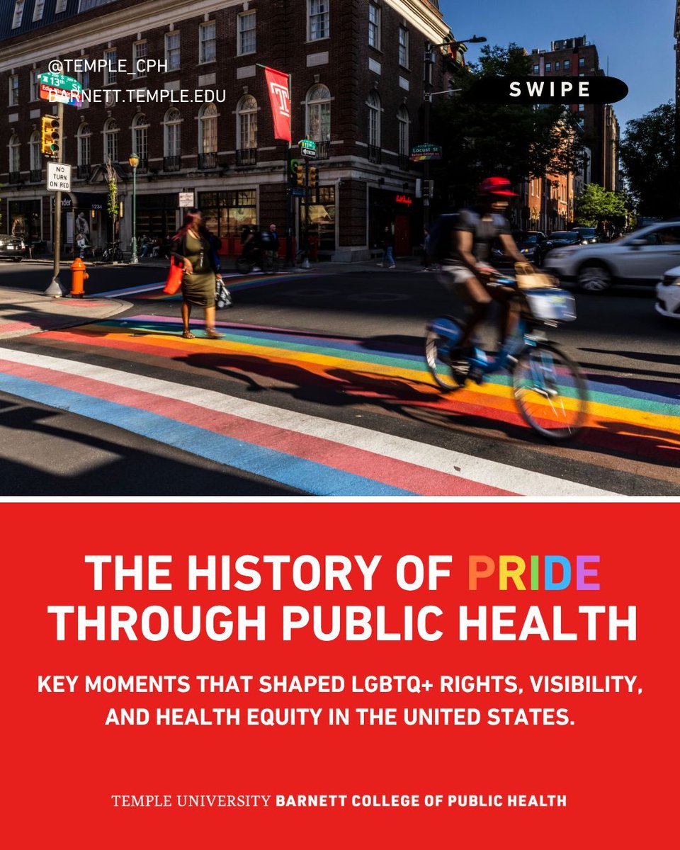TempleCPH's tweet photo. This Pride Month, we're reflecting on key moments that advanced LGBTQ+ rights, visibility, and health equity. 🌈 Swipe to learn more. https://t.co/dNM50MdOZX