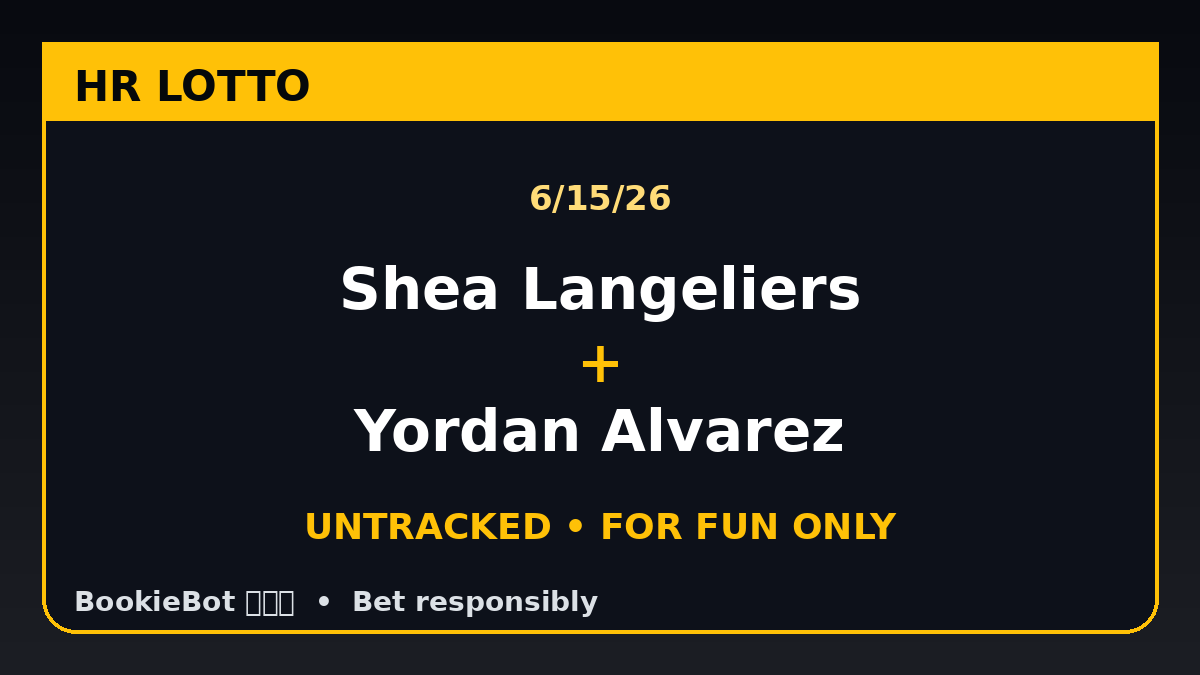 TrueLineSports's tweet photo. 🎰 HR Lotto 🎲
Shea Langeliers + Yordan Alvarez
UNTRACKED / for fun only
Tiny stakes. 18+. Bet responsibly. https://t.co/EFAI8HTb2F