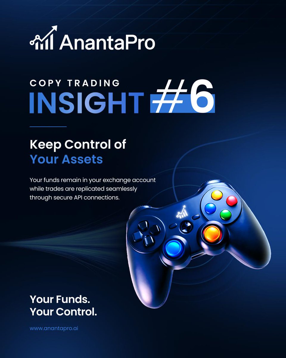 Team_AnantaPro's tweet photo. 🎮 Copy Trading Insight #6: Keep Control of Your Assets

With AnantaPro, your funds remain in your own exchange account while trades are replicated securely through API connections. No fund transfers. No loss of control. Just seamless copy trading with security and transparency at its core. 🔐📈

✅ Funds stay in your account
✅ Secure API-based trade replication
✅ Full control over your assets
✅ Trade with confidence and flexibility

Your funds. Your control. Your future. 🚀

#AnantaPro #CopyTrading #CryptoTrading #AssetSecurity