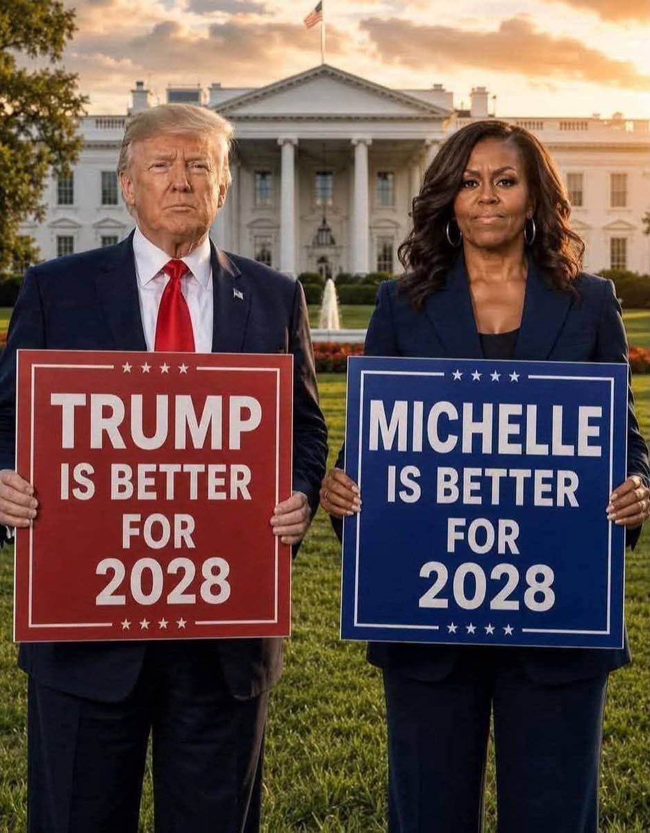 teoddhora's tweet photo. 🚨A question for everyone 

Who is the better for 2028 ?

A. Trump 100%
B. Michelle 100%
C. None

Pick just one option — https://t.co/ATZpHla8vC