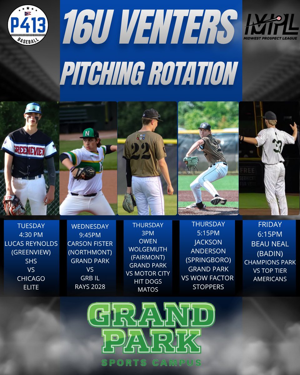 P413OHBaseball's tweet photo. MPL Rotations for P413 Baseball! 

@P413Recruiting 
@Bullpenevents 
@TheRuse8 
@Doug_Adams2 
#P413EvoBoys https://t.co/h7ikJ0rdLP