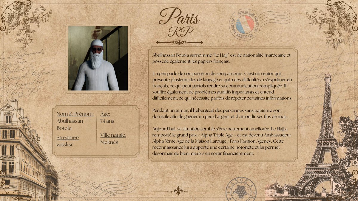 Grand_FanRP's tweet photo. Nouvelle fiche perso: 

Abulhassan Botola dit "Le Hajj" (@wissksr) https://t.co/qsnTA1e0QZ