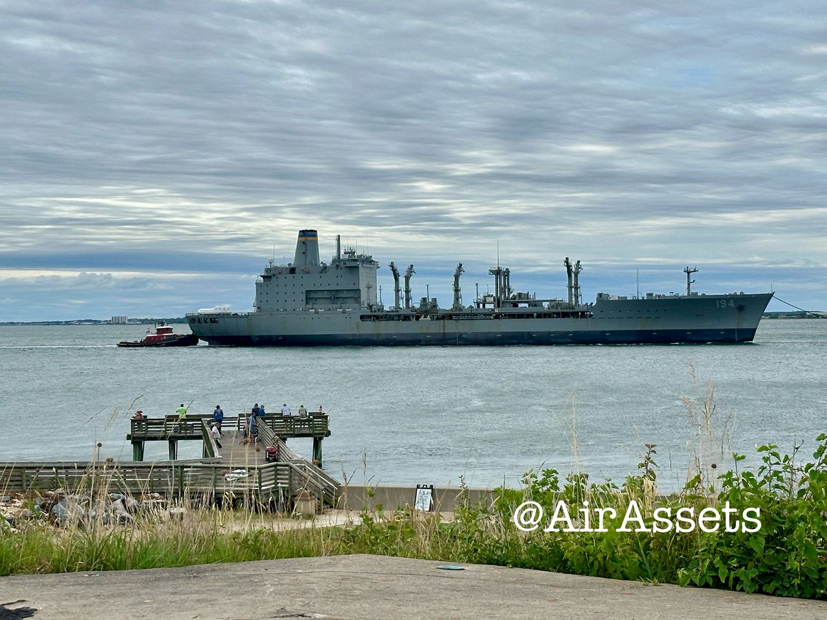 AirAssets's tweet photo. 08:30 15 June 2026 the USNS John Ericsson (T-AO-194) a Henry J. Kaiser-class underway replenishment oiler operated by the Military Sealift Command slated for inactivation inbound to Norfolk 

#tao194 #usnsjohnericson #oiler #navsta #NOB https://t.co/V9knRcTWKS