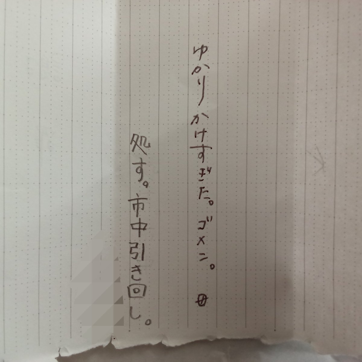 pH_0530's tweet photo. 姉ちゃんの弁当袋からなんか物騒なメモ出てきてわろ https://t.co/QUKpmY0XKL