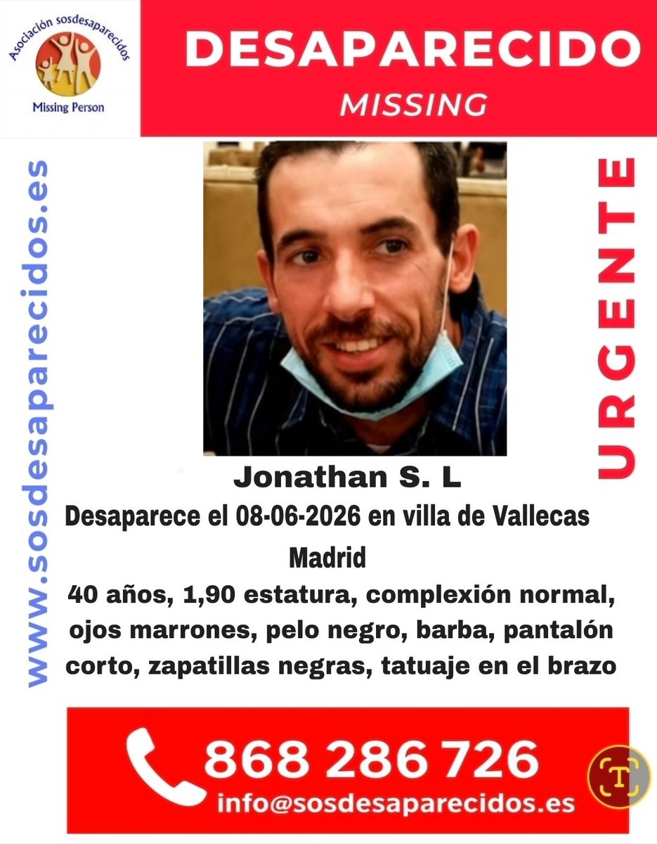 sosdesaparecido's tweet photo. 🆘 DESAPARECIDO
#España #sosdesaparecidos #Desaparecido #Missing #Vallecas #Madrid
Fuente:sosdesaparecidos
Síguenos @sosdesaparecido https://t.co/jFIjK2D22q