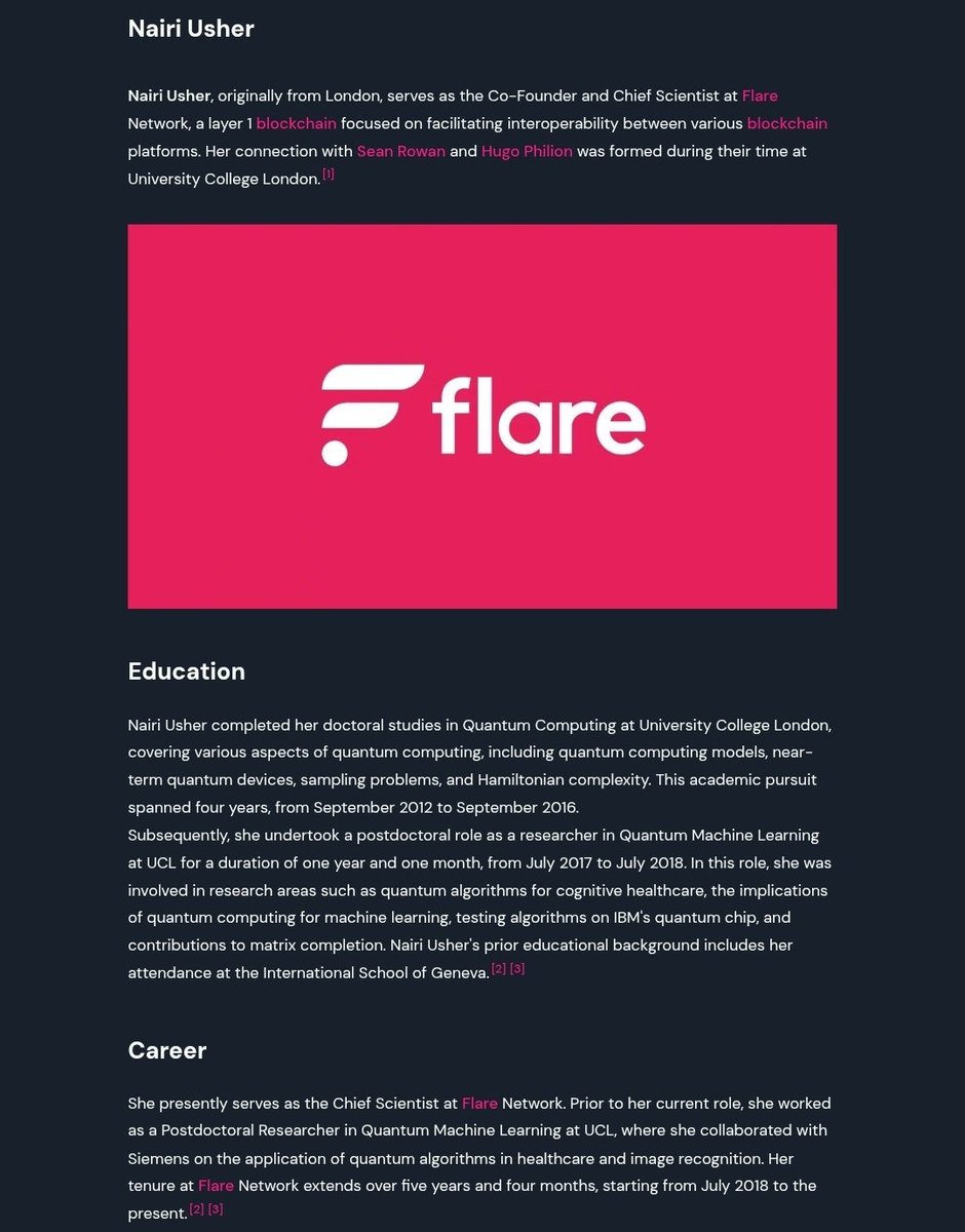 KingKaranCrypto's tweet photo. 🚨 Flare Co-Founder & Chief Scientist Naïri Usher has a background in Quantum Computing and AI and back in 2022, she published a research paper proposing a quantum upgrade for the EVM, the technology @FlareNetworks uses to power their smart contracts.

Years before quantum security became a mainstream crypto conversation, Flare Research was already working on solutions.

She saw a future threat before most people were talking about it.

Instead of waiting for the problem, Naïri Usher started building solutions years ago creating a way to protect blockchain transactions from future quantum computers while still working with today's technology.

That's the kind of long-term thinking you want from a team building a blockchain. 

When your co-founder is focused on AI and quantum security instead of empty hype, it gives me more confidence that @FlareNetworks is being built for the future.

Not just for the next bull run, but for years and years to come. 

Flare is in good hands. 🤝