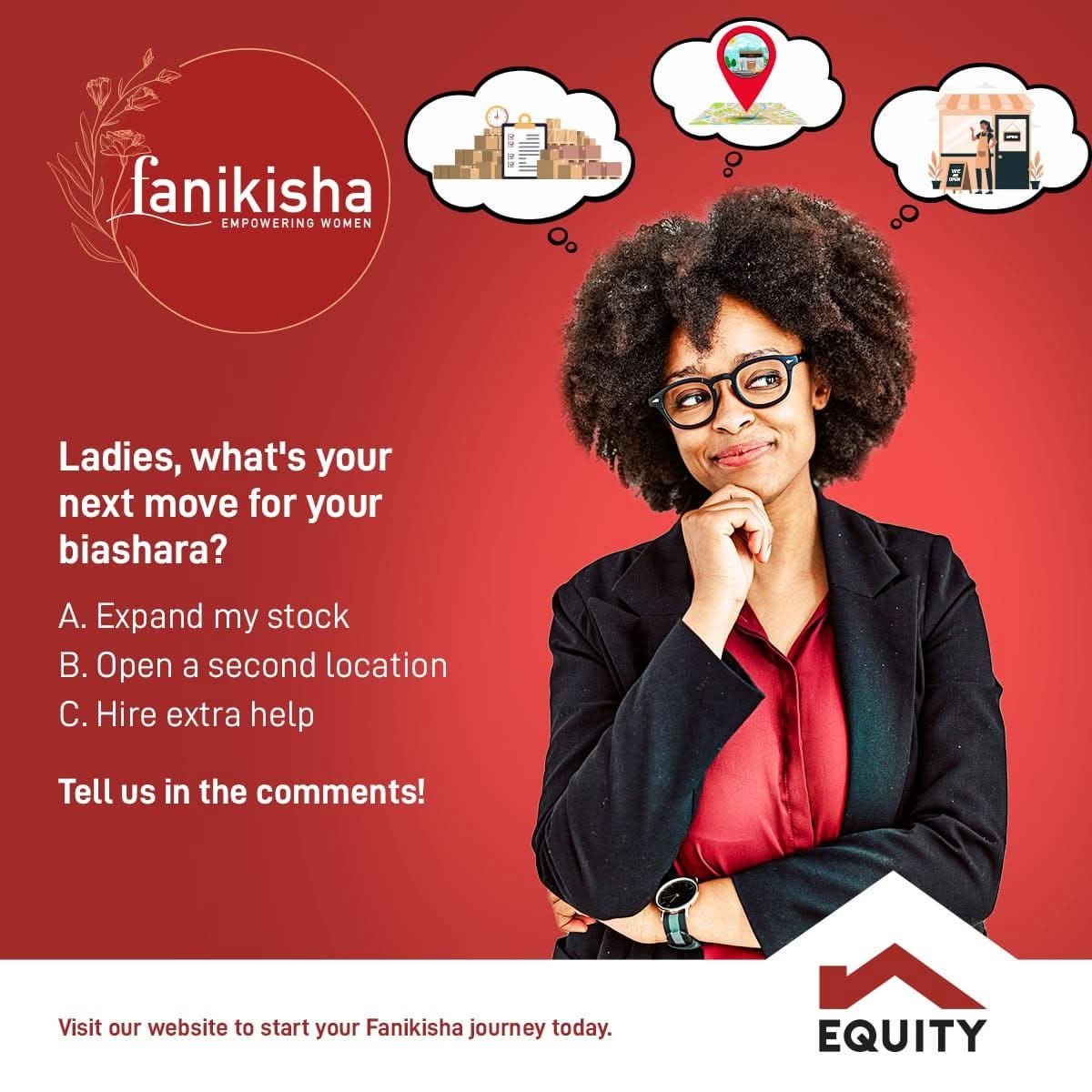 muugafm's tweet photo. Mwekuru, uringi ithirwa guti gintu kigukurigiria gukura kibiashara, ni itagaria ringi ririku ujukia?

Tuchokerie kiuria giaku aja na ugwete @KeEquityBank na ikagutetheria kugwikira inya.
Ambiria rugendo rwa Fanikisha narua.
 #Fanikisha #EquityEmpoweringWomen #EmpoweringHerNext https://t.co/RhwkbBFZ0F