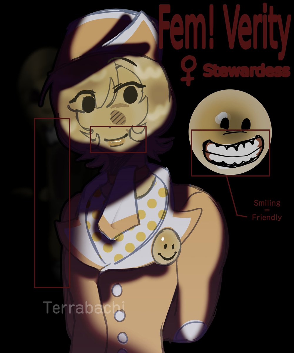 Terrabachi's tweet photo. Female Verity design. She's a stewardess. #verity #thatmob #fanart https://t.co/cKSLiUGf1S